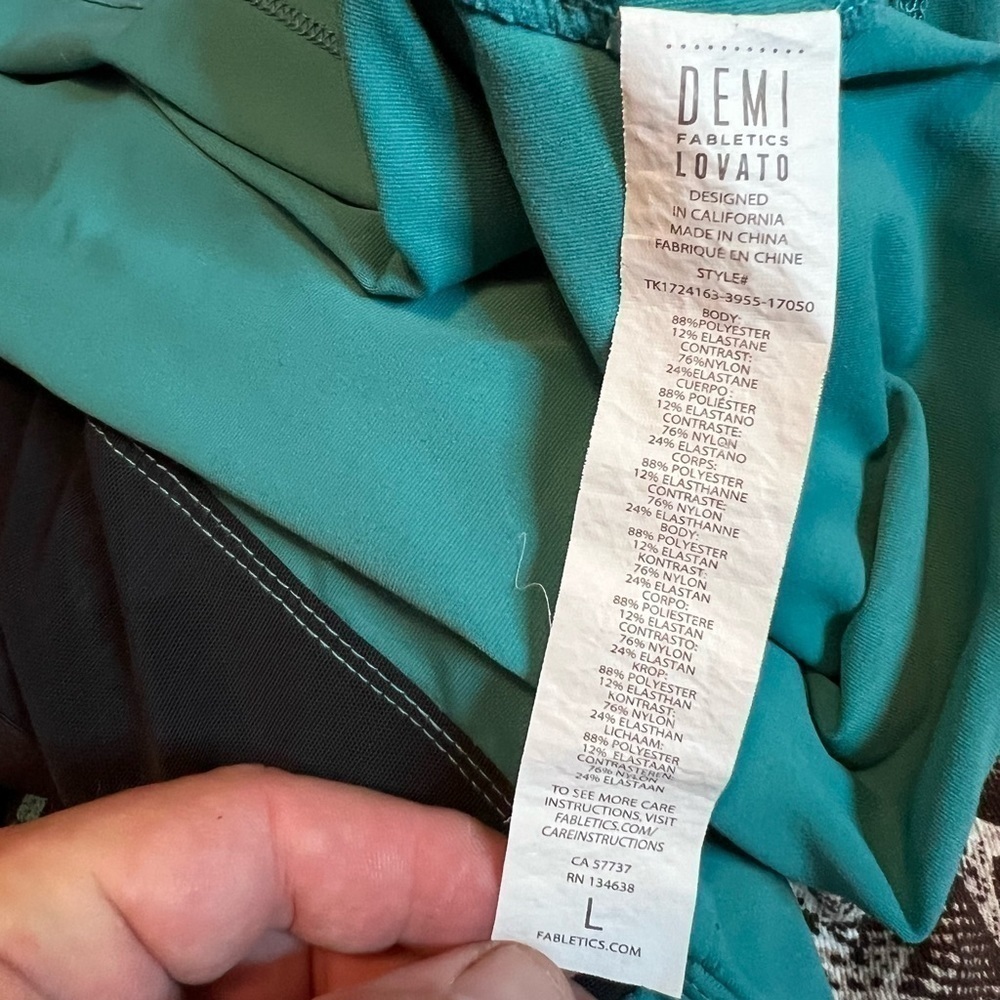 Demi Lovato By Fabletics Womens High Neck Mesh Work Out Top Strappy Back Teal - Picture 2 of 6